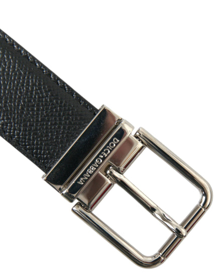 Dolce & Gabbana Black Calf Leather Silver Metal Buckle Belt - Ellie Belle