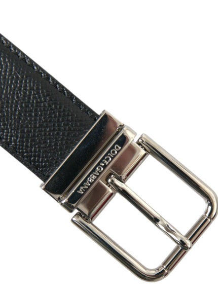 Dolce & Gabbana Black Calf Leather Silver Metal Buckle Belt - Ellie Belle