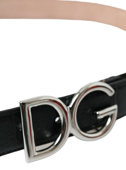 Dolce & Gabbana Black Leather Silver Logo Metal Buckle Belt - Ellie Belle