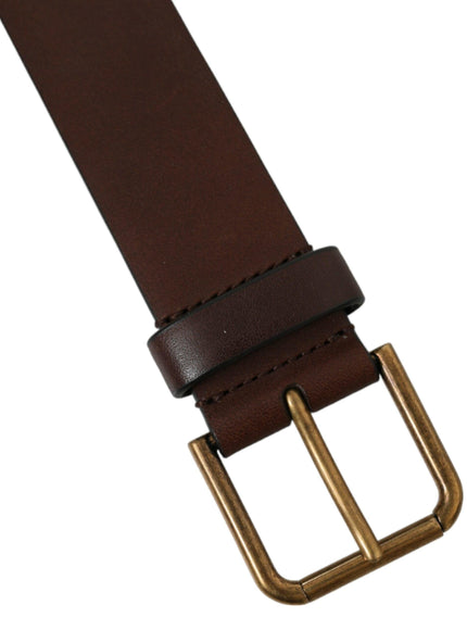 Dolce & Gabbana Brown Calf Leather Gold Metal Buckle Belt - Ellie Belle