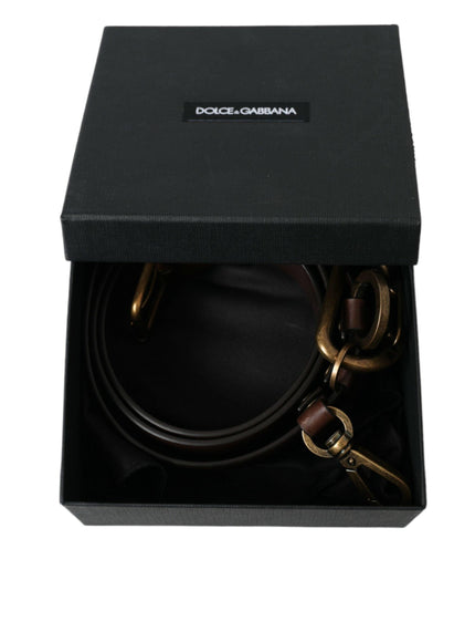 Dolce & Gabbana Brown Calf Leather Gold Metal Buckle Belt - Ellie Belle