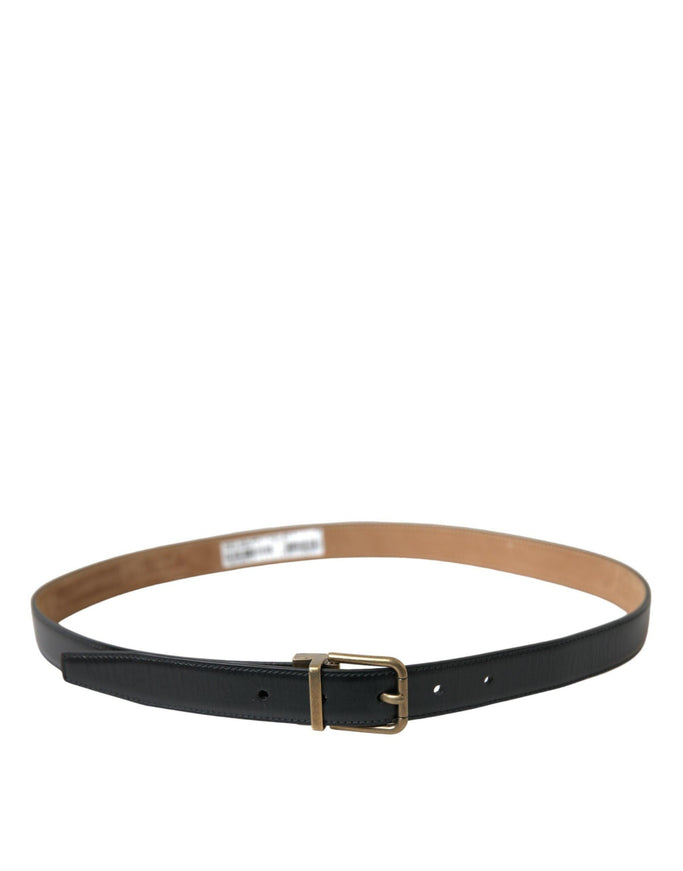 Dolce & Gabbana Black Calf Leather Gold Metal Buckle Belt - Ellie Belle