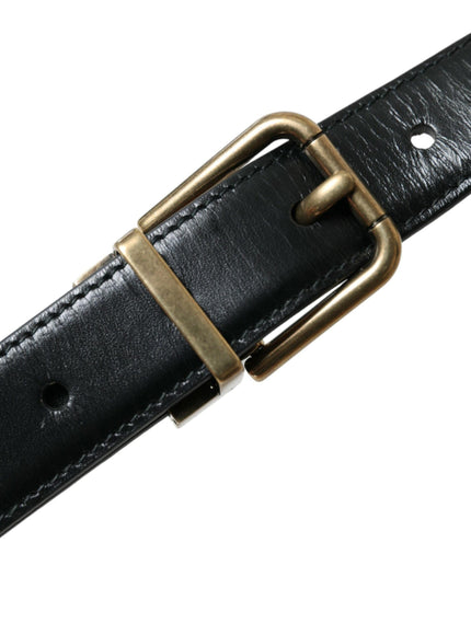 Dolce & Gabbana Black Calf Leather Gold Metal Buckle Belt - Ellie Belle