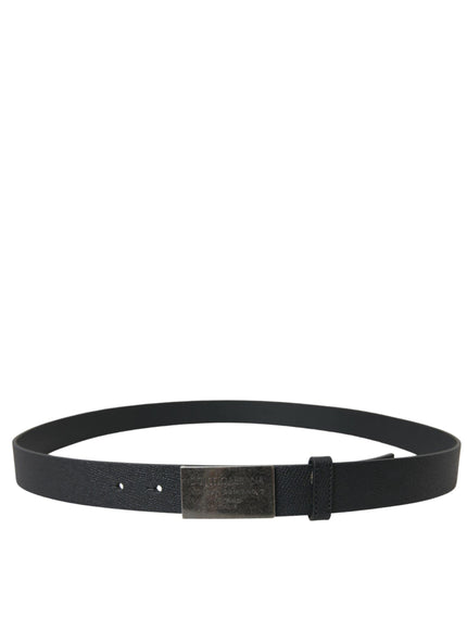 Dolce & Gabbana Black Leather Rectangle Metal Buckle Belt - Ellie Belle