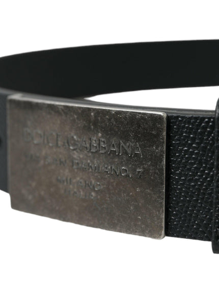 Dolce & Gabbana Black Leather Rectangle Metal Buckle Belt - Ellie Belle