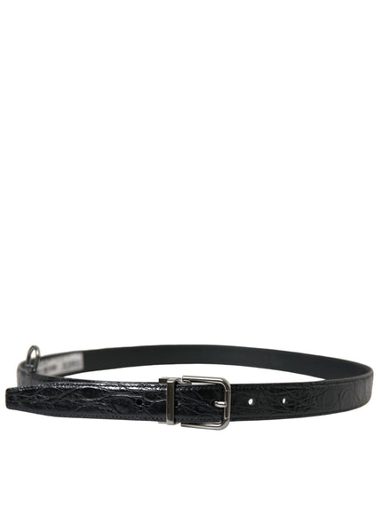 Dolce & Gabbana Black Leather Silver Metal Buckle Belt - Ellie Belle