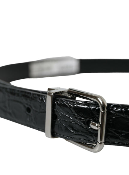 Dolce & Gabbana Black Leather Silver Metal Buckle Belt - Ellie Belle