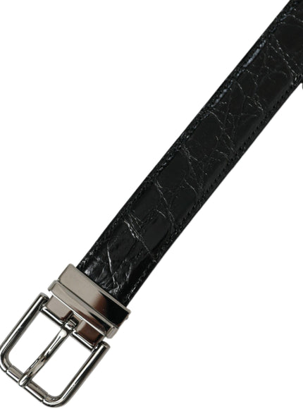 Dolce & Gabbana Black Leather Silver Metal Buckle Belt - Ellie Belle