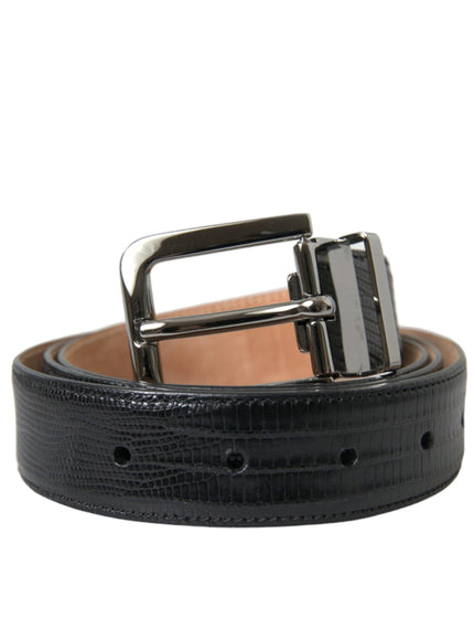 Dolce & Gabbana Black Leather Silver Metal Buckle Belt - Ellie Belle