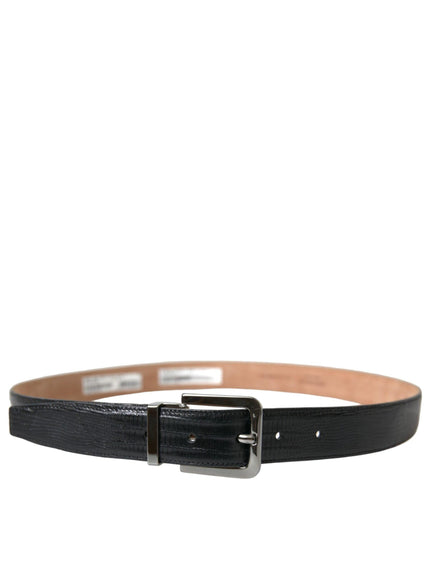 Dolce & Gabbana Black Leather Silver Metal Buckle Belt - Ellie Belle