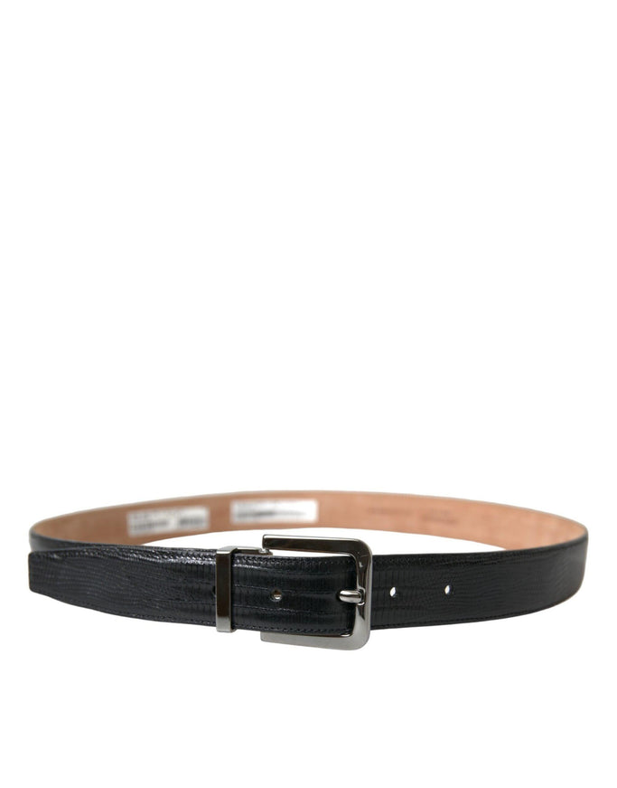 Dolce & Gabbana Black Leather Silver Metal Buckle Belt - Ellie Belle