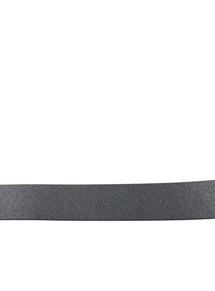 Dolce & Gabbana Black Leather Silver Rectangle Buckle Belt - Ellie Belle