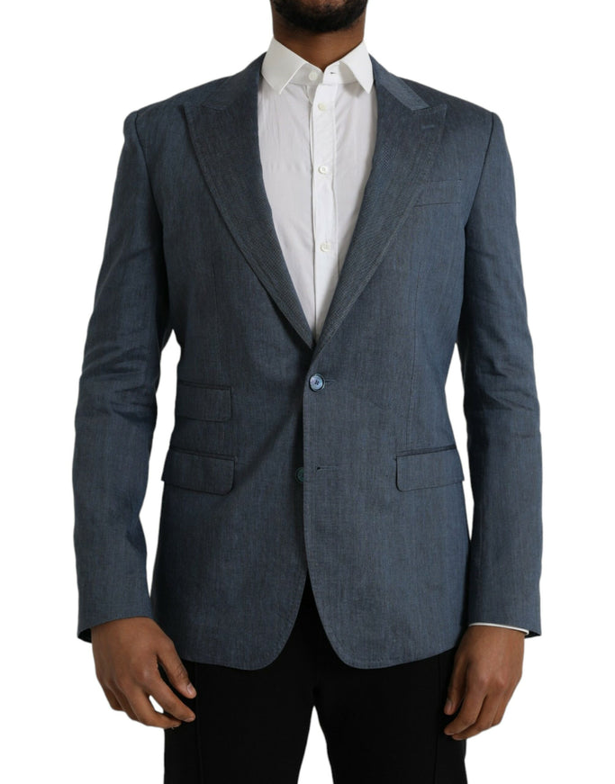 Dolce & Gabbana blue linen blazer front view