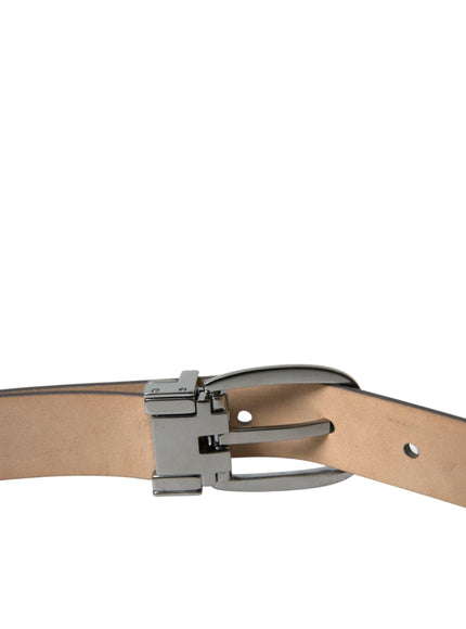 Dolce & Gabbana Dark Brown Leather Silver Metal Buckle Belt - Ellie Belle