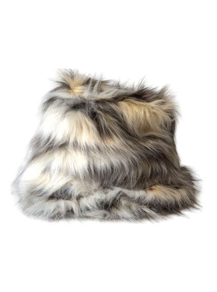 a furry hat is shown on a white background