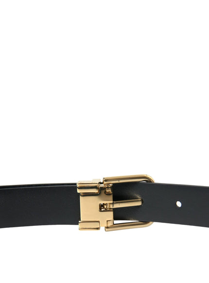 Dolce & Gabbana Blue Calf Leather Gold Metal Buckle Belt - Ellie Belle