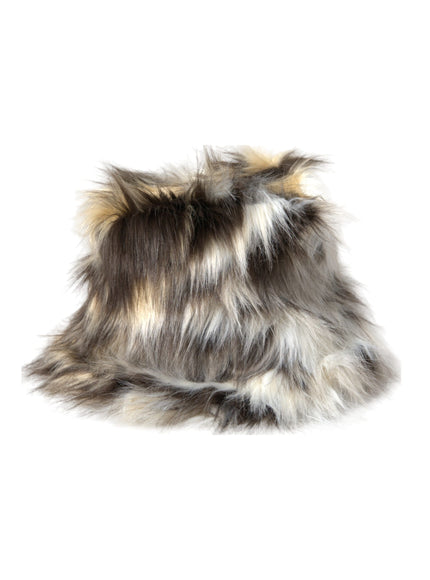 a close up of a furry hat on a white background