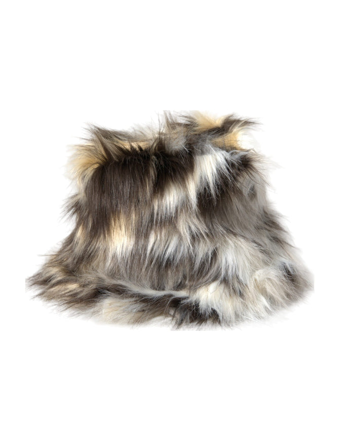 a close up of a furry hat on a white background