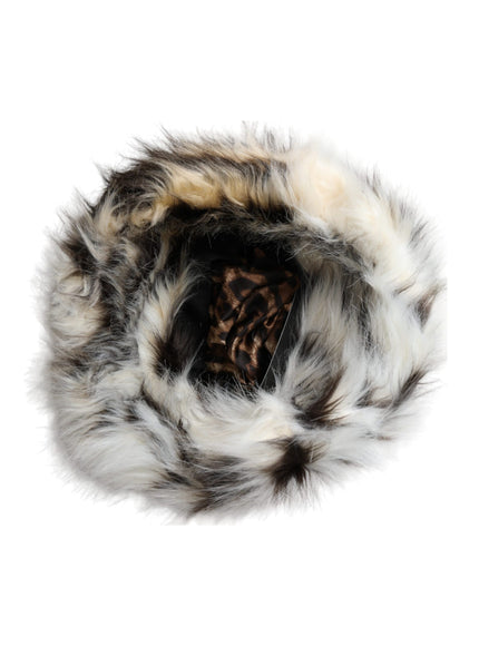 a close up of a fur hat on a white background