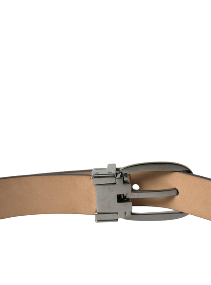 Dolce & Gabbana Dark Brown Leather Silver Metal Buckle Belt - Ellie Belle