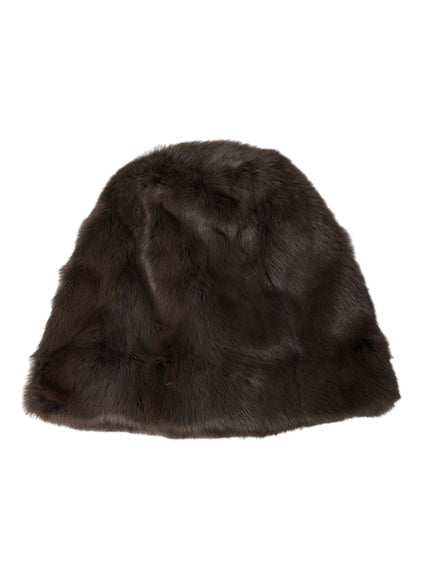 a brown fur hat on a white background