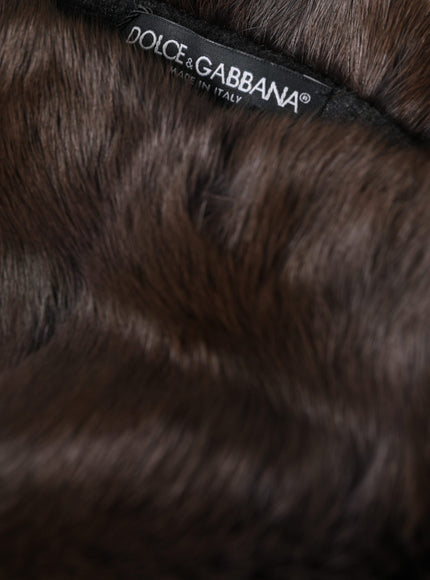 a close up of a fur coat with a label on it