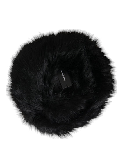 a black fur hat on a white background