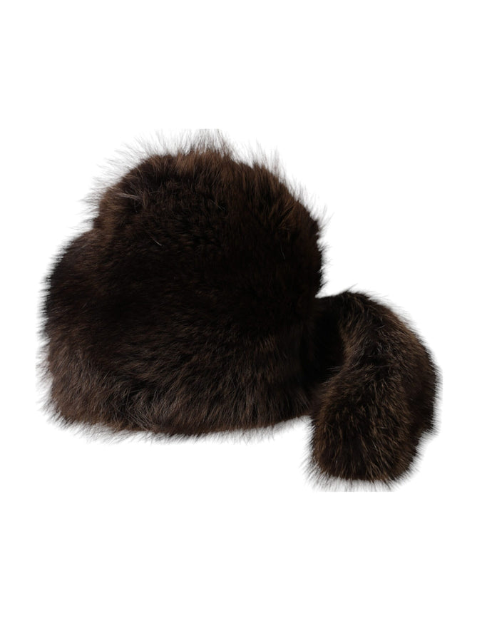 a brown fur hat on a white background