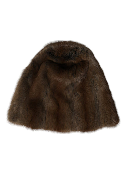 a brown fur hat on a white background