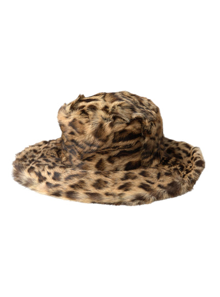 a leopard print hat on a white background