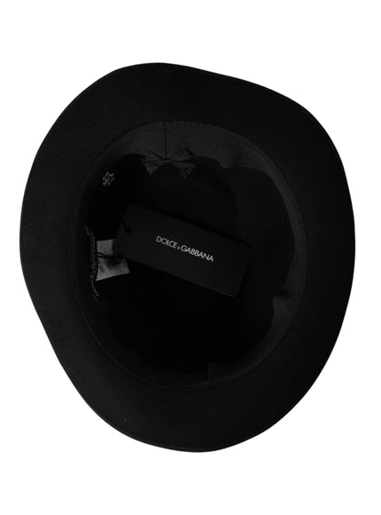 a black hat with a tag attached to it