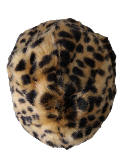 a close up of a leopard print hat