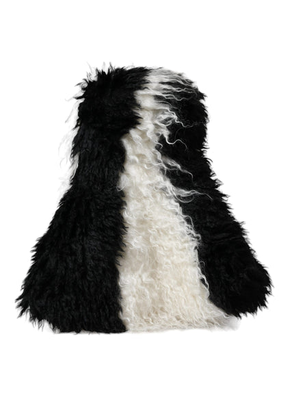 a black and white fur coat on a white background