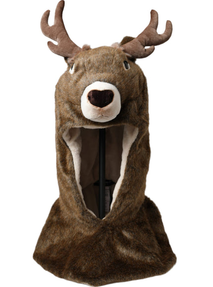 a stuffed deer head with antlers on it's head