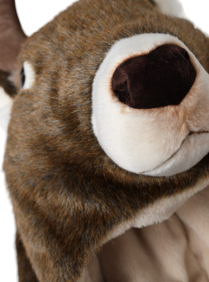 a close up of a stuffed animal with a nose