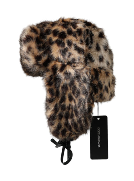 a fur hat with a tag attached to it