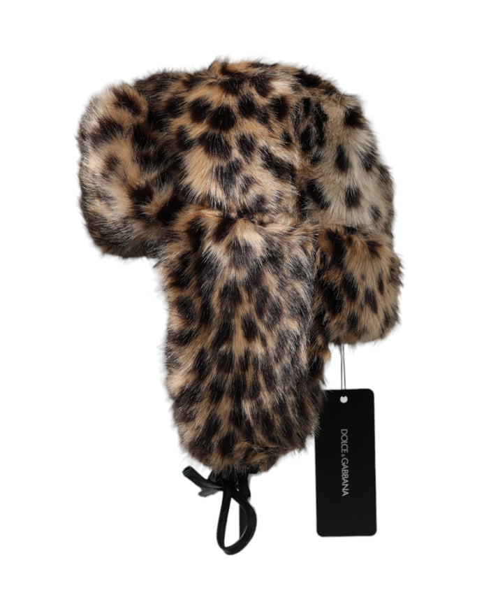 a fur hat with a tag attached to it