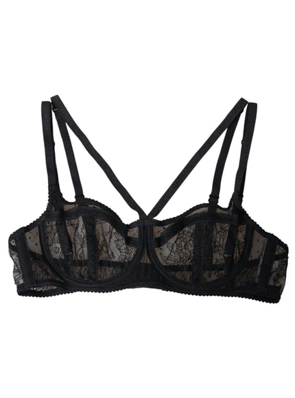 a black bra with lace on it