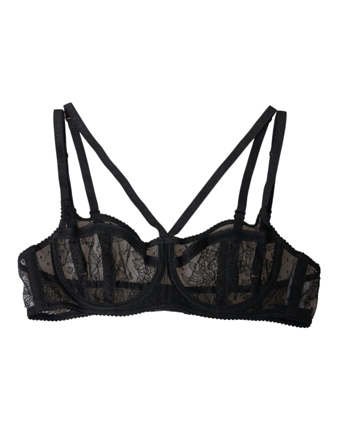 a black bra with lace on it