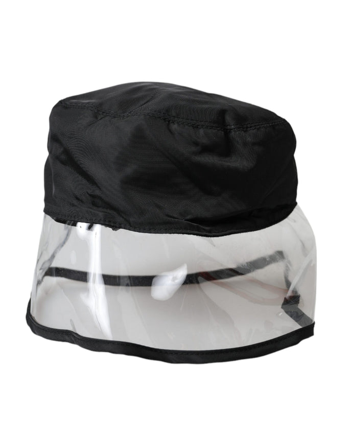 a black and white hat on a white background