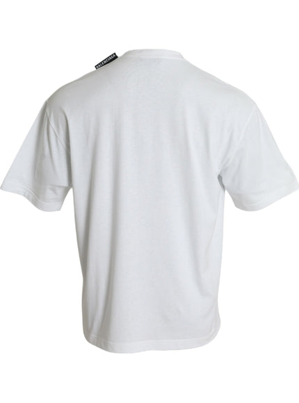 a white t - shirt with a black logo on the chest