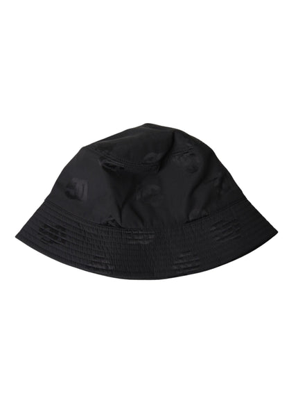 a black bucket hat on a white background