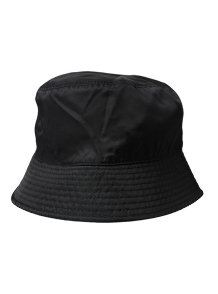 a black bucket hat on a white background