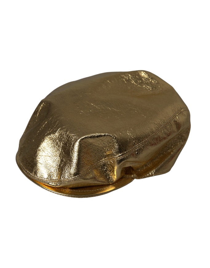 a close up of a gold hat on a white background