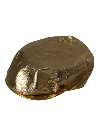 a close up of a gold hat on a white background