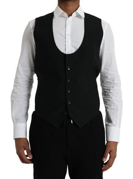 Dolce & Gabbana black wool waistcoat front view