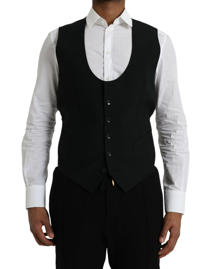 Dolce & Gabbana black wool waistcoat front view