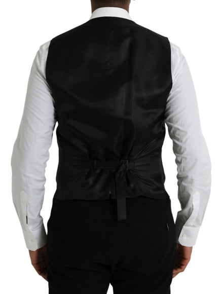 Back view of Dolce & Gabbana black wool waistcoat