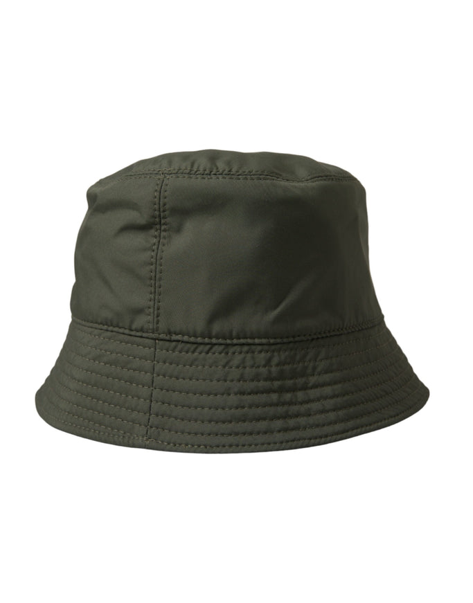 a green bucket hat on a white background