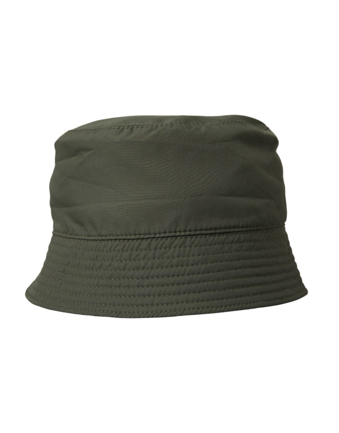 a green bucket hat on a white background